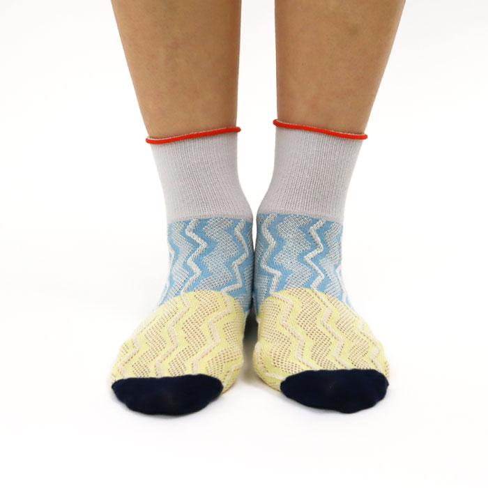 73128 stample スタンプル ウェーブライン アンクルソックス 靴下 キッズ ジュニア レディース 滑り止め 波柄 | stample | 04