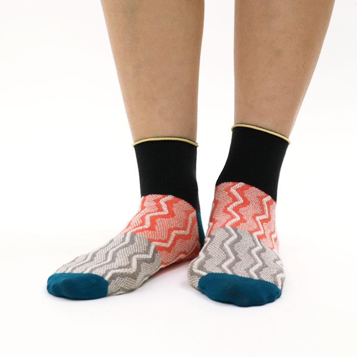 73128 stample スタンプル ウェーブライン アンクルソックス 靴下 キッズ ジュニア レディース 滑り止め 波柄 | stample | 06