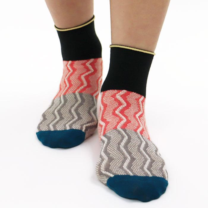 73128 stample スタンプル ウェーブライン アンクルソックス 靴下 キッズ ジュニア レディース 滑り止め 波柄 | stample | 09