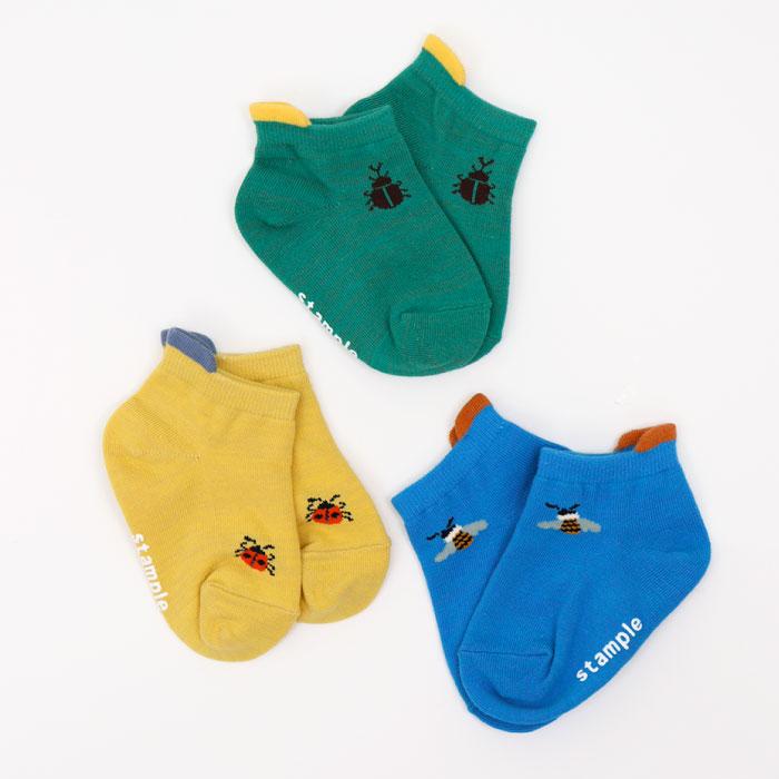 stample スタンプル 昆虫ワンポイント園児アンクル ソックス  3足組 73132キッズ 靴下 | stample | 13