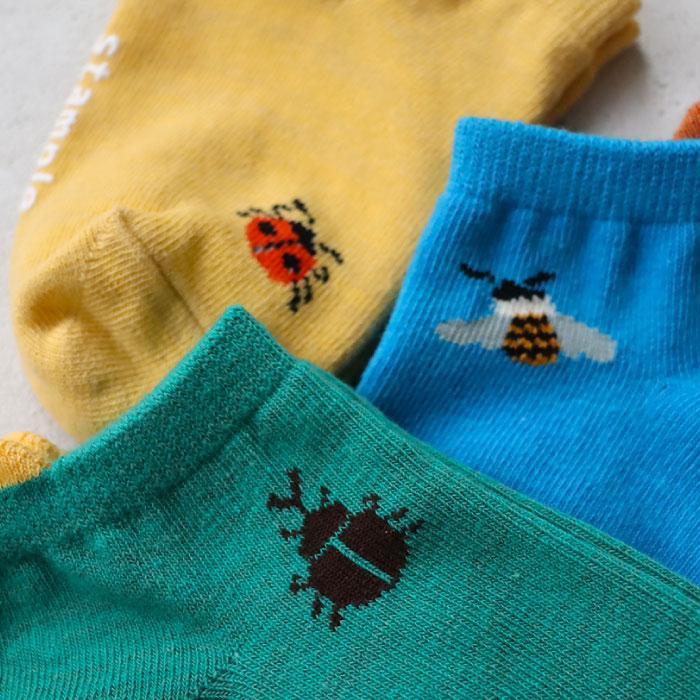 stample スタンプル 昆虫ワンポイント園児アンクル ソックス  3足組 73132キッズ 靴下 | stample | 05
