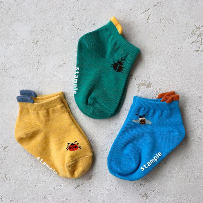 stample スタンプル 昆虫ワンポイント園児アンクル ソックス  3足組 73132キッズ 靴下 | stample | 07