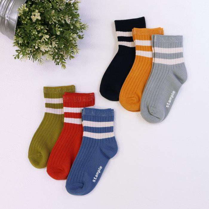 stample スタンプル 73133 ホワイトライン ショートソックス 3足組   滑り止め 靴下 ライン リブ 2025 春 夏 | stample | 15