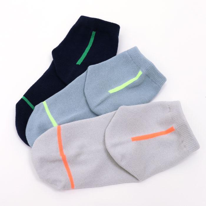 stample スタンプル 73140 ネオンカラー ショートソックス 3足組   滑り止め 靴下 キッズ 子供 わかいい おしゃれ ライン リブ 2025 春 夏 | stample | 13