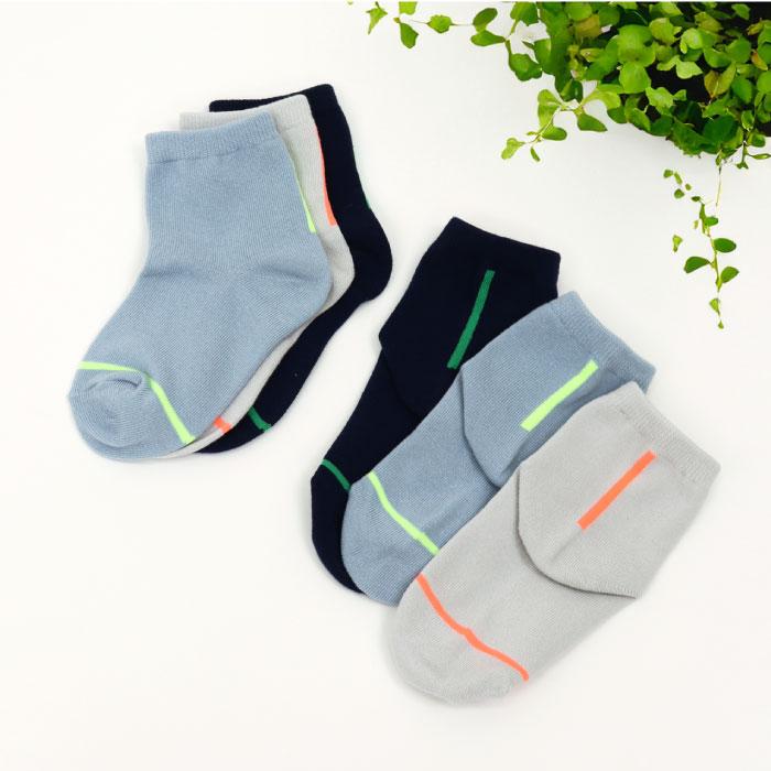 stample スタンプル 73140 ネオンカラー ショートソックス 3足組   滑り止め 靴下 キッズ 子供 わかいい おしゃれ ライン リブ 2025 春 夏 | stample | 16