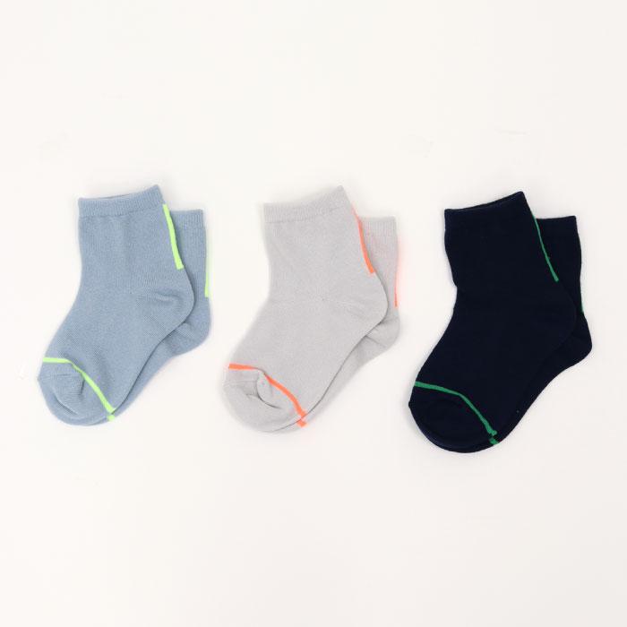 stample スタンプル 73140 ネオンカラー ショートソックス 3足組   滑り止め 靴下 キッズ 子供 わかいい おしゃれ ライン リブ 2025 春 夏 | stample | 18