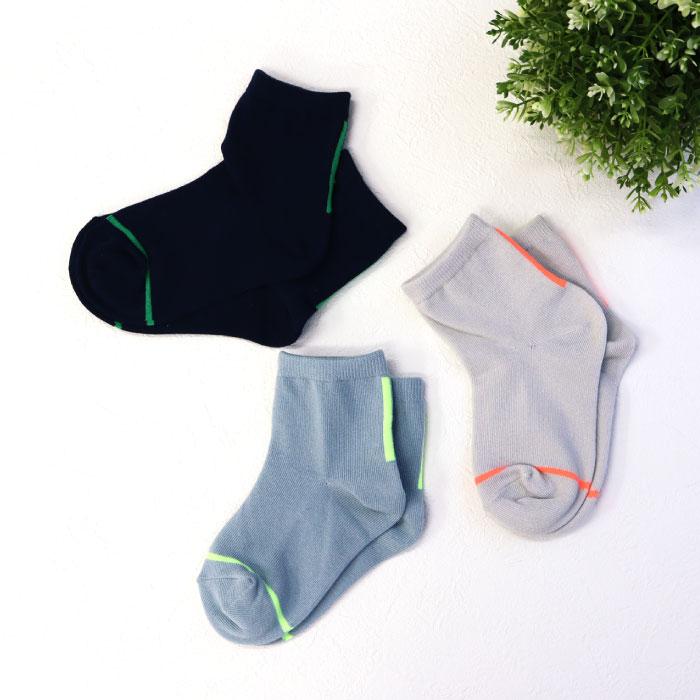 stample スタンプル 73140 ネオンカラー ショートソックス 3足組   滑り止め 靴下 キッズ 子供 わかいい おしゃれ ライン リブ 2025 春 夏 | stample | 04