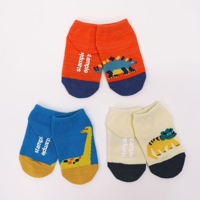 stample スタンプル ゆるゆるダイナソー園児アンクル ソックス  3足組 73142キッズ 靴下 | stample | 15