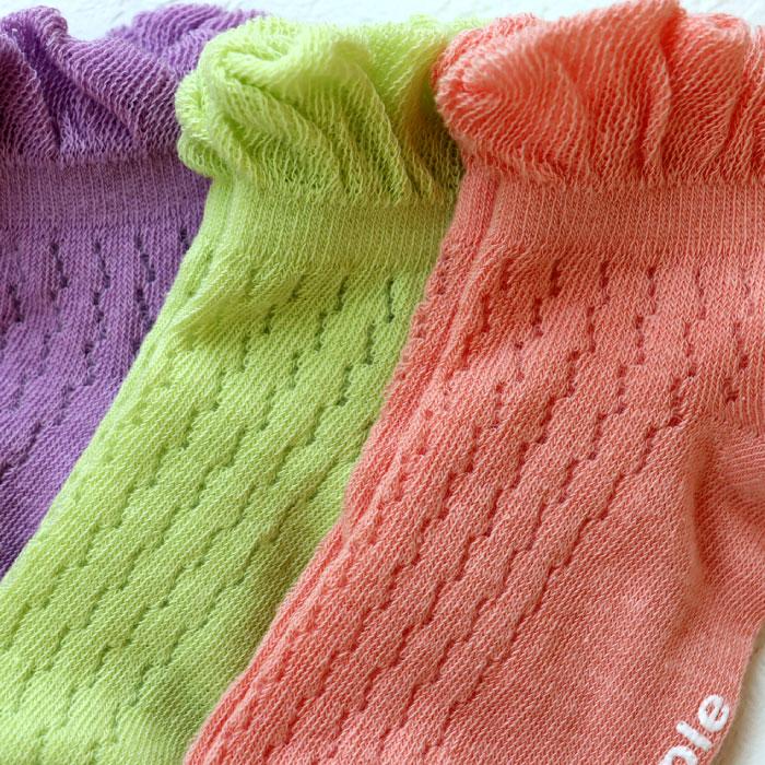 stample スタンプル 73146 レース編み アンクル ソックス  3足組 2025 春 夏 キッズ 靴下 フリル レース 女の子 カラフル | stample | 08