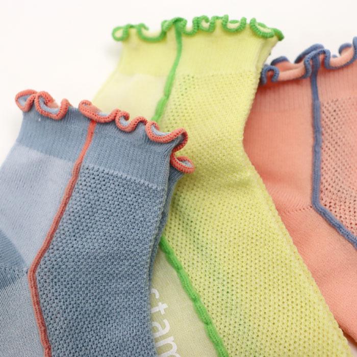 stample スタンプル 73155 メッシュ メロウ ライン ショートソックス 3足組   滑り止め 靴下 メッシュ フリル 2025 春 夏 | stample | 18