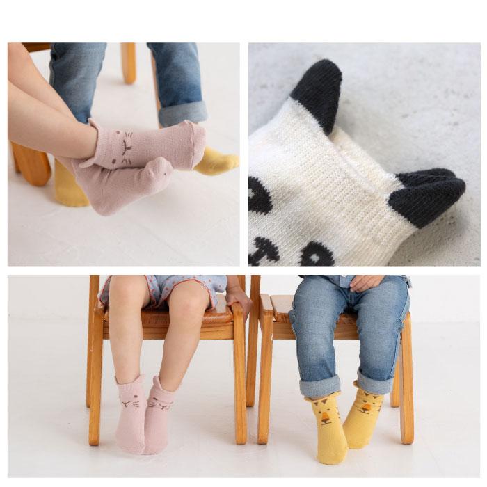 stample スタンプル 73156  耳付きアニマル園児アンクルソックス 2025 春 夏 靴下 子供 キッズ 通園 女の子 男の子 動物 滑り止め | stample | 04
