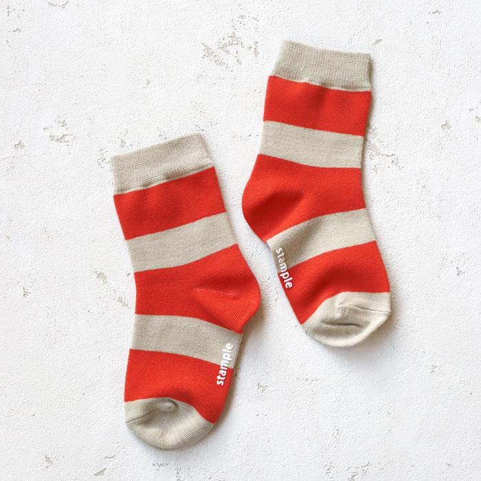 stample スタンプル 73267 太ボーダークルーソックス 3足組 キッズ 靴下 レディース 子供 こども ボーダー | stample | 10