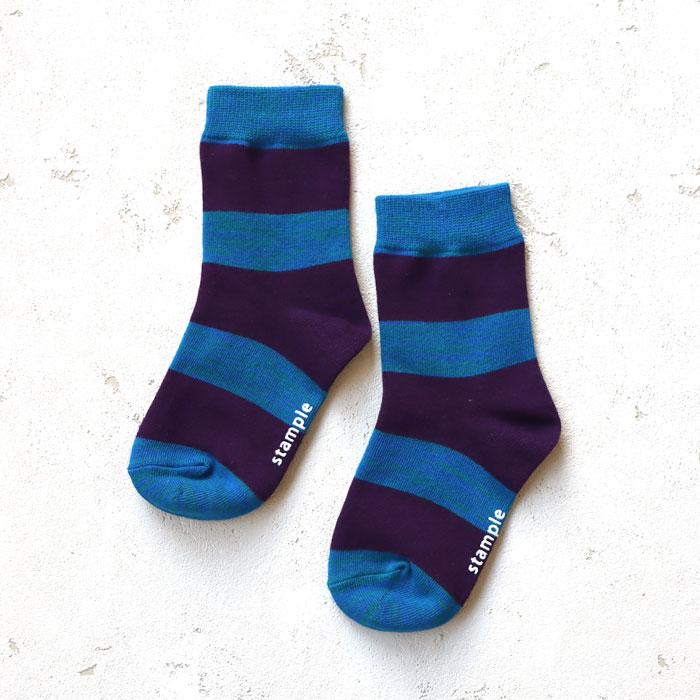stample スタンプル 73267 太ボーダークルーソックス 3足組 キッズ 靴下 レディース 子供 こども ボーダー | stample | 11