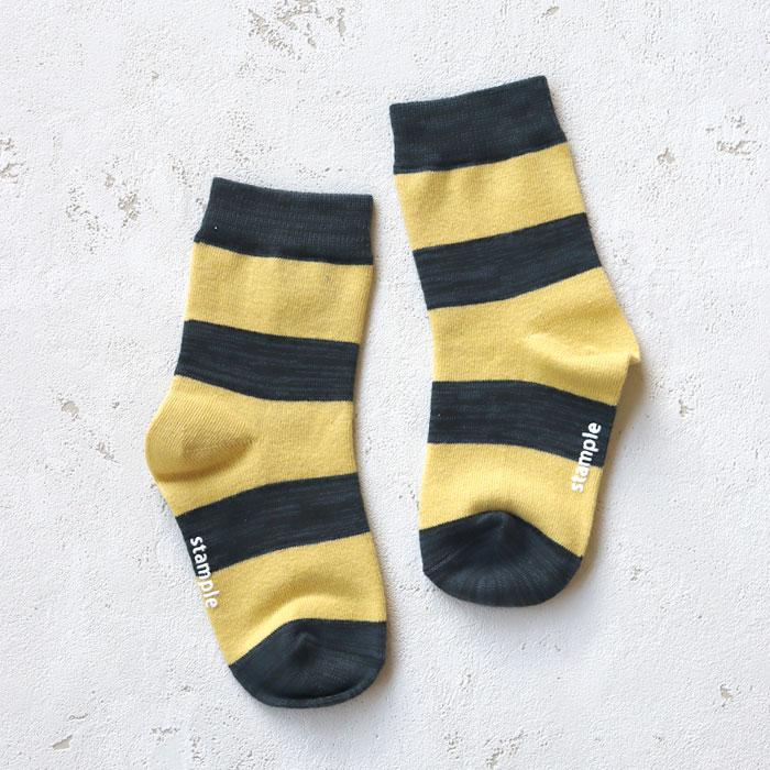 stample スタンプル 73267 太ボーダークルーソックス 3足組 キッズ 靴下 レディース 子供 こども ボーダー | stample | 12