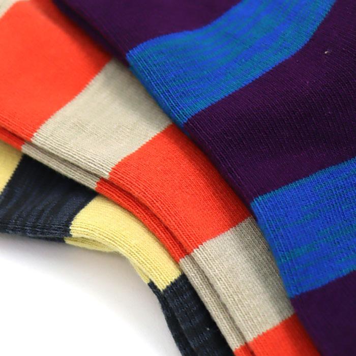 stample スタンプル 73267 太ボーダークルーソックス 3足組 キッズ 靴下 レディース 子供 こども ボーダー | stample | 13