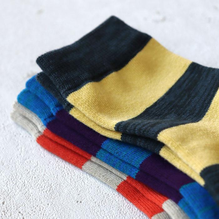 stample スタンプル 73267 太ボーダークルーソックス 3足組 キッズ 靴下 レディース 子供 こども ボーダー | stample | 06