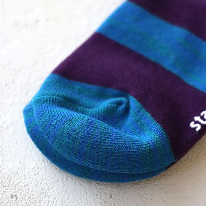 stample スタンプル 73267 太ボーダークルーソックス 3足組 キッズ 靴下 レディース 子供 こども ボーダー | stample | 07