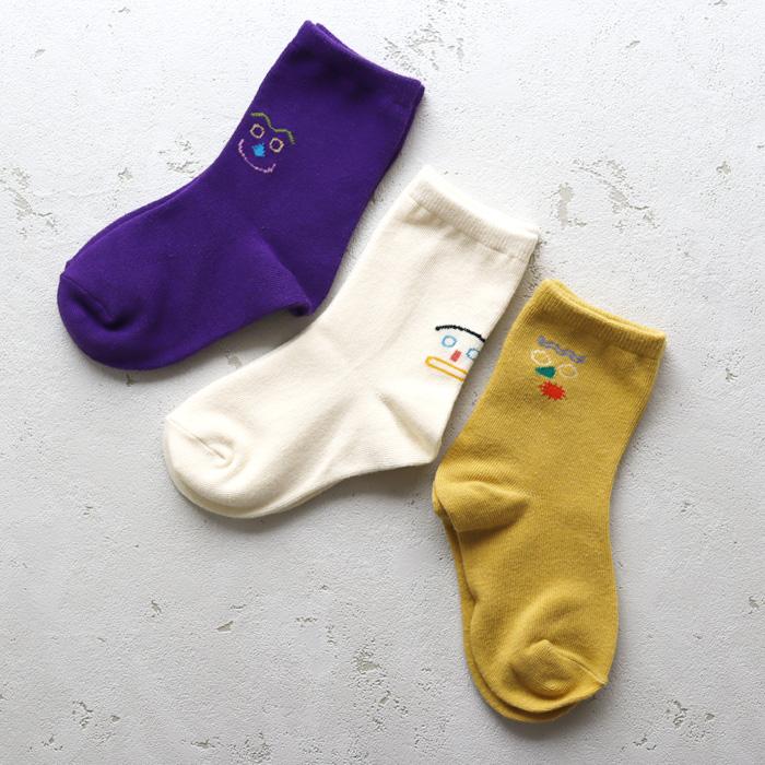 靴下 キッズ stample スタンプル ファニーフェイスクルーソックス 3足組 キッズ 靴下 73276 | stample | 13