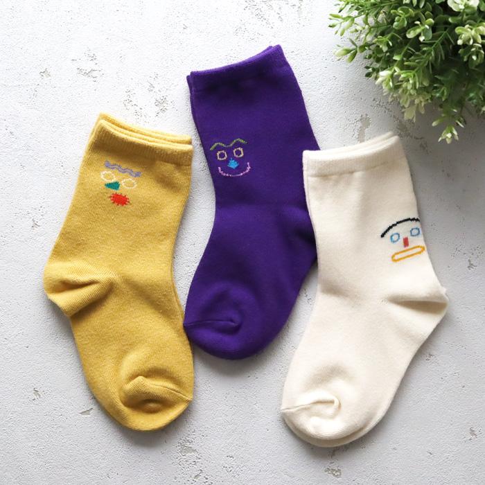 靴下 キッズ stample スタンプル ファニーフェイスクルーソックス 3足組 キッズ 靴下 73276 | stample | 09