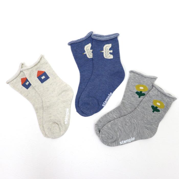 靴下 キッズ stample スタンプル バードハウスクルーソックス 3足組 キッズ 靴下 73278 | stample | 13