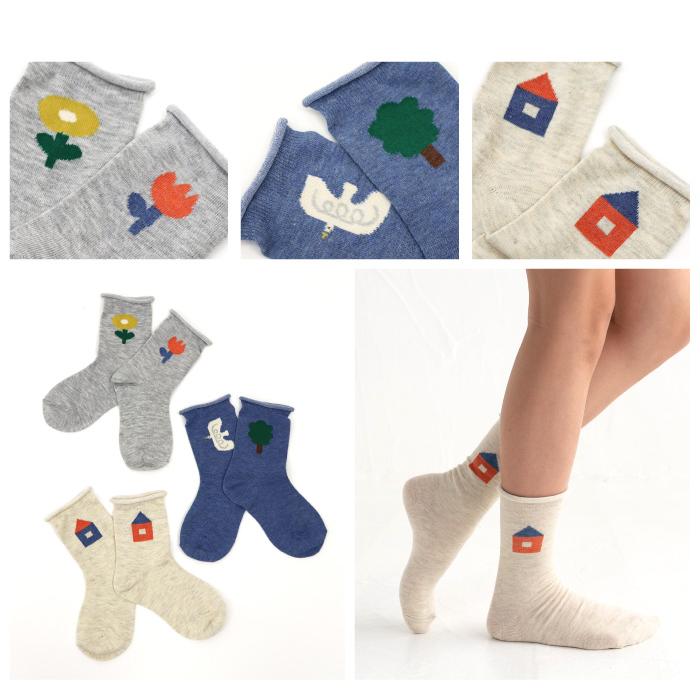 靴下 キッズ stample スタンプル バードハウスクルーソックス 3足組 キッズ 靴下 73278 | stample | 02