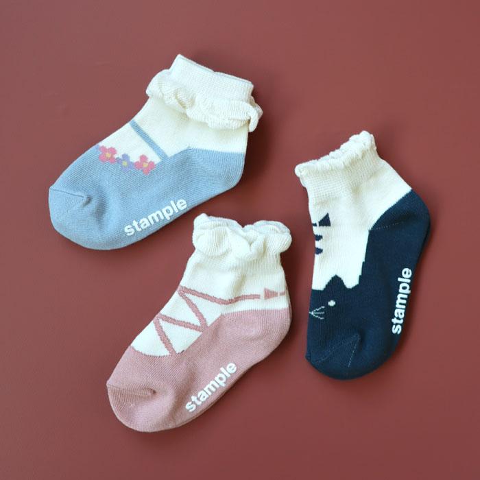 stample スタンプル バレエシューズ園児ソックス  3足組 73281 キッズ 靴下 | stample | 09