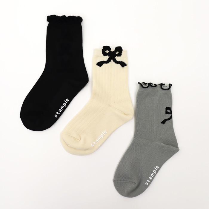 stample スタンプル  リボンリボンクルーソックス 3足組 靴下 ジュニア レディース 73282 おしゃれ | stample | 04