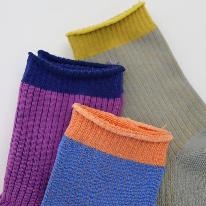 靴下 キッズ stample スタンプル 配色リブクルーソックス 3足組 キッズ 靴下 73289 | stample | 11