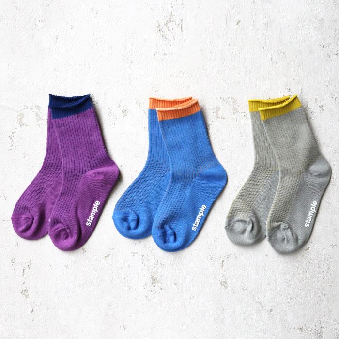 靴下 キッズ stample スタンプル 配色リブクルーソックス 3足組 キッズ 靴下 73289 | stample | 03