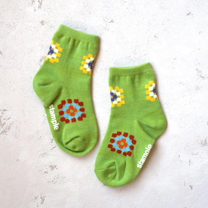 stample スタンプル 73300 クロシェショートソックス 3足組 編み図 四角柄 ポップ レトロ 滑り止め 靴下 女の子 男の子 レディース | stample | 13