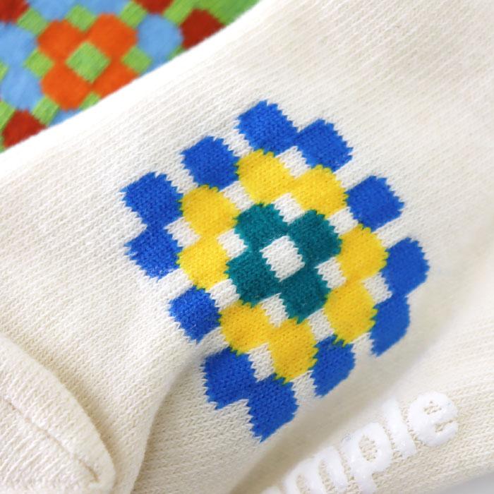 stample スタンプル 73300 クロシェショートソックス 3足組 編み図 四角柄 ポップ レトロ 滑り止め 靴下 女の子 男の子 レディース | stample | 05
