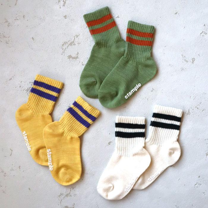 stample スタンプル 73302 ソフトリブベビー園児ショートソックス 3足組 ポップ ライン レトロ 滑り止め 靴下 女の子 男の子 | stample | 06