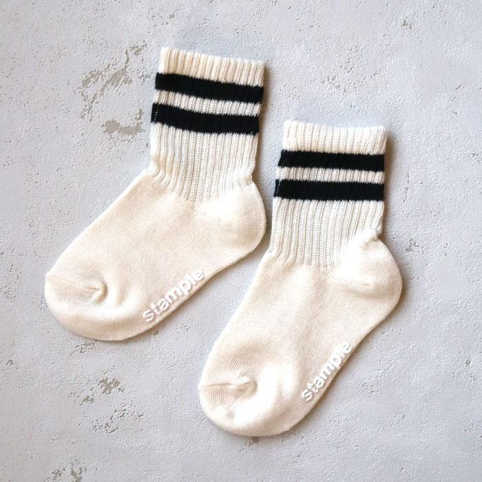 stample スタンプル 73302 ソフトリブベビー園児ショートソックス 3足組 ポップ ライン レトロ 滑り止め 靴下 女の子 男の子 | stample | 09