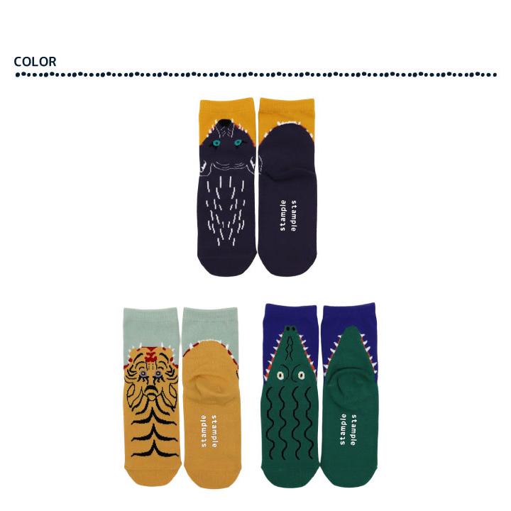 stample スタンプル 73303 パクッ！ ショートソックス 3足組 アニマル 滑り止め 靴下 女の子 男の子 レディース | stample | 04