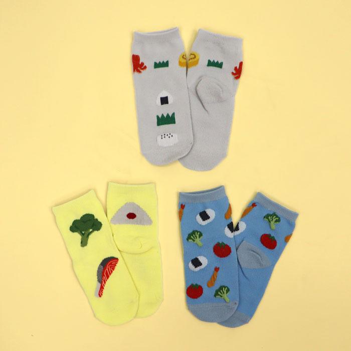 stample スタンプル 73313 お弁当 ショートソックス 3足組 おにぎり 滑り止め 靴下 女の子 男の子 レディース | stample | 05