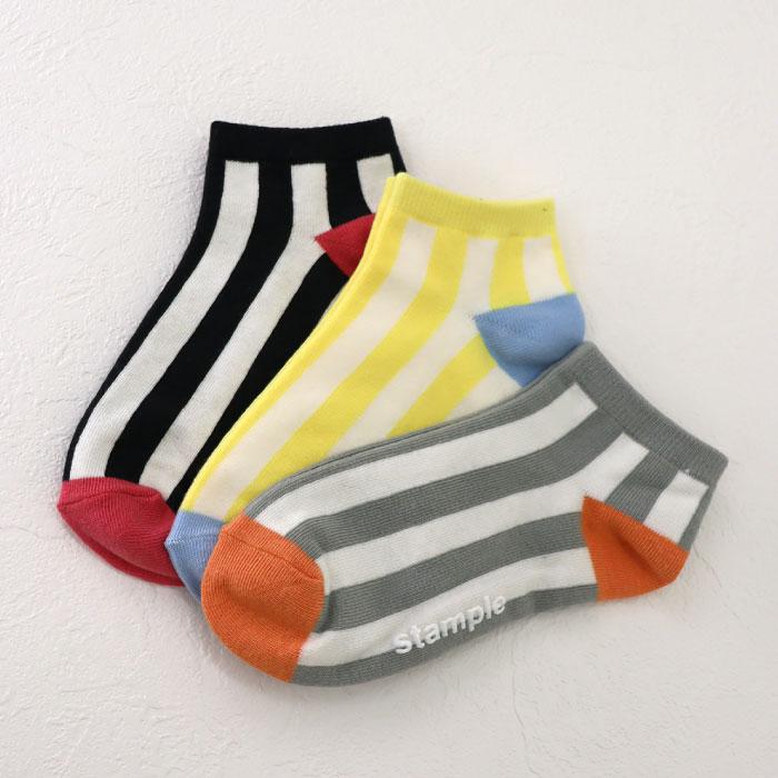stample ボールドストライプ アンクルソックス 3足組 73321 キッズ 靴下 男の子 女の子 ストライプ 春 夏 | stample | 07