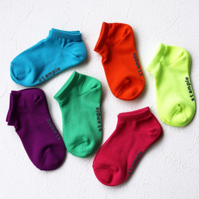 stample スタンプル 73323 ネオンカラーメッシュアンクルソックス 3足組 靴下 メッシュ 涼しい キッズ 男の子 おしゃれ キッズ カラフル | stample | 04