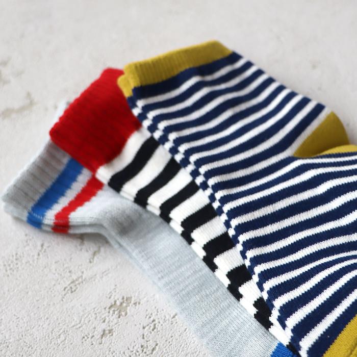 stample スタンプル 73324 スリーボーダーショートソックス 3足組 ボーダー 滑り止め 靴下 女の子 男の子 レディース | stample | 09