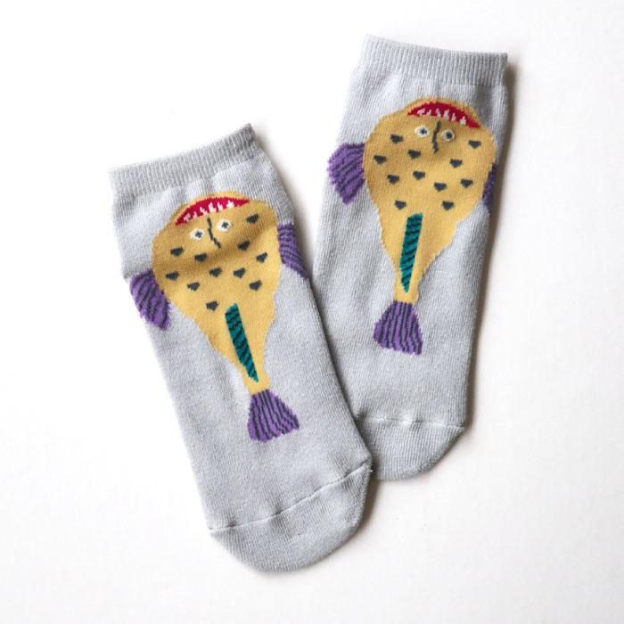 stample スタンプル 73399 じっとしてる魚アンクルソックス 3足組 靴下 キッズ 男の子 おしゃれ かわいいすべり止め キッズ 子供用 | stample | 16