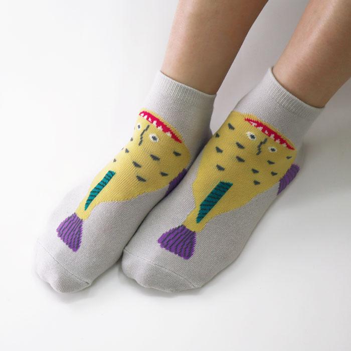 stample スタンプル 73399 じっとしてる魚アンクルソックス 3足組 靴下 キッズ 男の子 おしゃれ かわいいすべり止め キッズ 子供用 | stample | 07