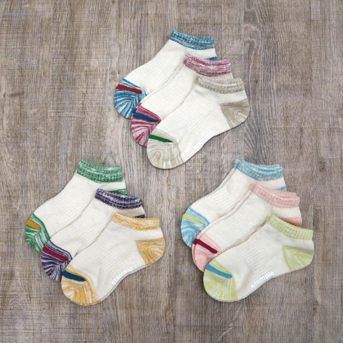 stample スタンプル 75034N マーブル切替アンクルソックス 3足組 キッズ ジュニア 靴下 アンクル 3足セット 75034 | stample | 06