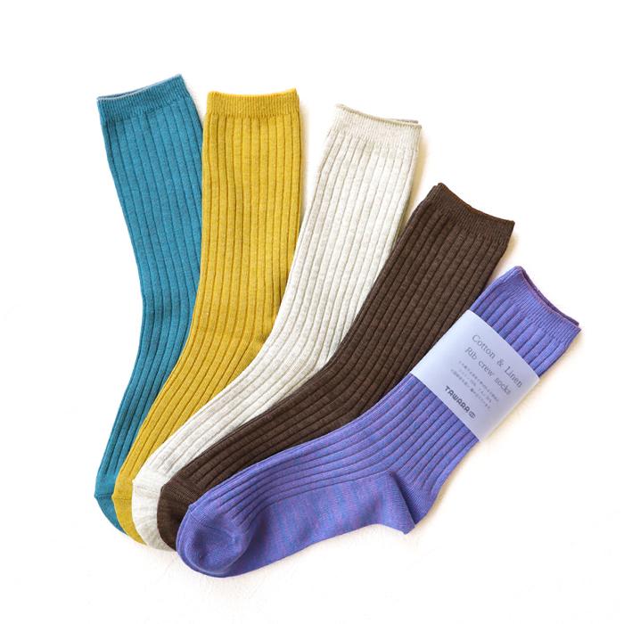 TAWARA（たわら） コットンリネン リブ クルーソックス 1P 靴下 レディース おしゃれ かわいい リネン コットン シンプル 秋 冬 |  | 20