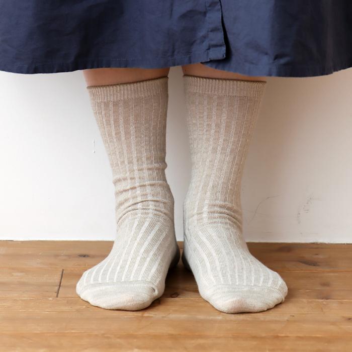 TAWARA（たわら） コットンリネン リブ クルーソックス 1P 靴下 レディース おしゃれ かわいい リネン コットン シンプル 秋 冬 |  | 08