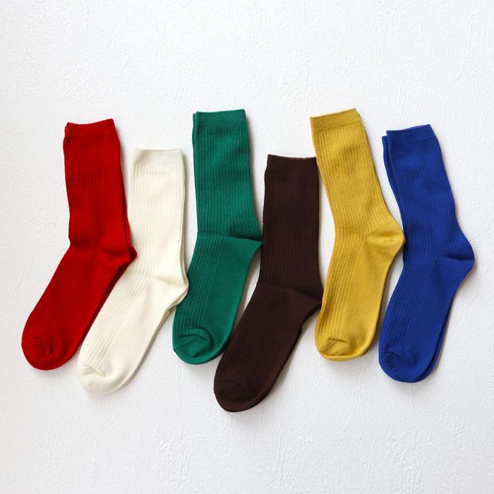 TAWARA（たわら） コットン リブ ベーシック クルーソックス 1P  靴下 レディース おしゃれ かわいい コットン シンプル 秋 冬 |  | 08