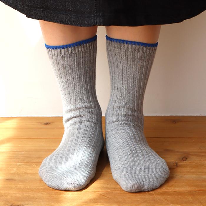 TAWARA（たわら） ウール混 トップカラーローゲージ リブクルーソックス 1P  靴下 レディース おしゃれ かわいい コットン シンプル 秋 冬 |  | 22