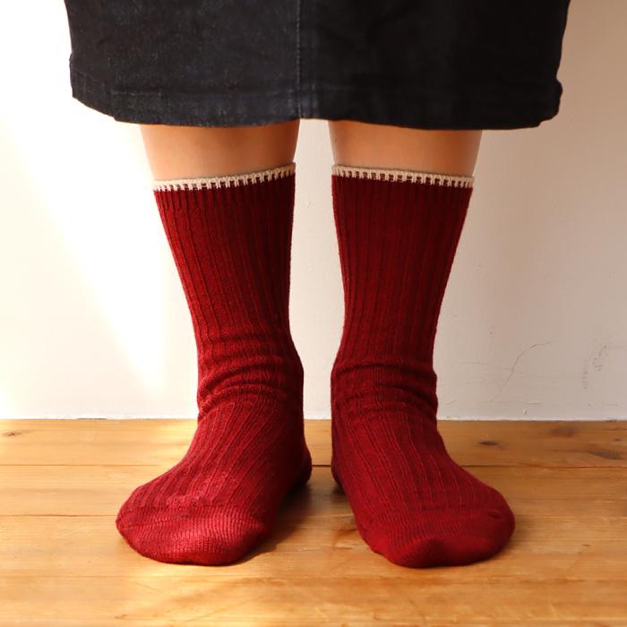 TAWARA（たわら） ウール混 トップカラーローゲージ リブクルーソックス 1P  靴下 レディース おしゃれ かわいい コットン シンプル 秋 冬 |  | 23