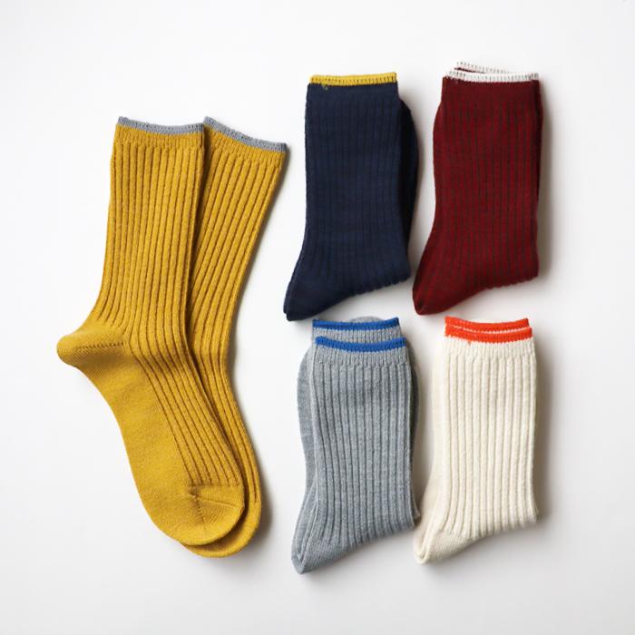 TAWARA（たわら） ウール混 トップカラーローゲージ リブクルーソックス 1P  靴下 レディース おしゃれ かわいい コットン シンプル 秋 冬 |  | 07