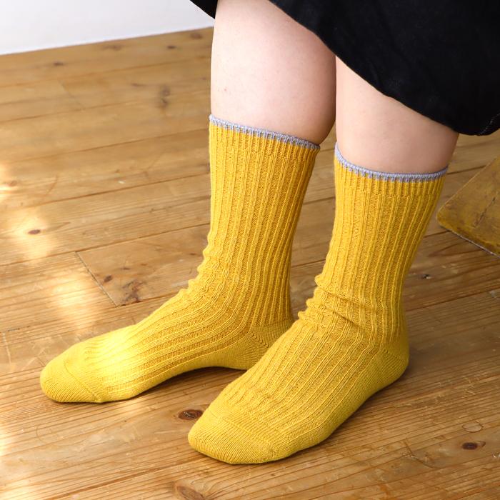 TAWARA（たわら） ウール混 トップカラーローゲージ リブクルーソックス 1P  靴下 レディース おしゃれ かわいい コットン シンプル 秋 冬 |  | 09
