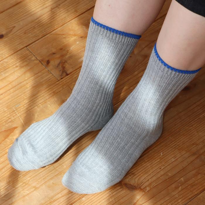 TAWARA（たわら） ウール混 トップカラーローゲージ リブクルーソックス 1P  靴下 レディース おしゃれ かわいい コットン シンプル 秋 冬 |  | 11