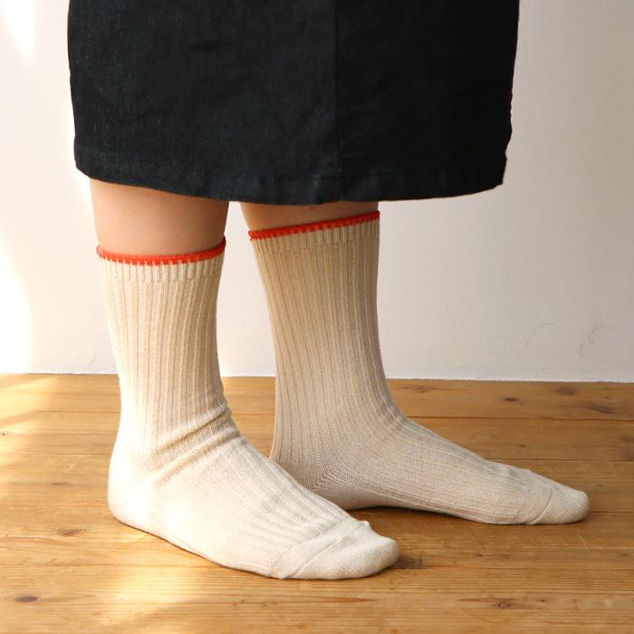 TAWARA（たわら） ウール混 トップカラーローゲージ リブクルーソックス 1P  靴下 レディース おしゃれ かわいい コットン シンプル 秋 冬 |  | 12